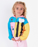 Multicolored windbreaker with a fun print and hood Happy Garden