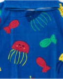 Blue poncho towel for boys with print and hood Blue poncho towel for boys with print and hood