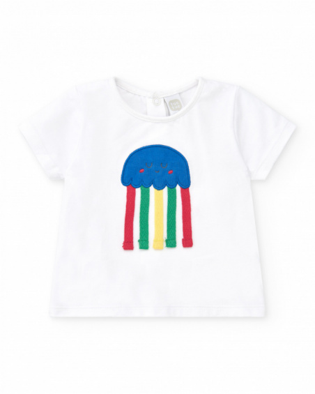 Boys' outfit with white T-shirt and blue shorts