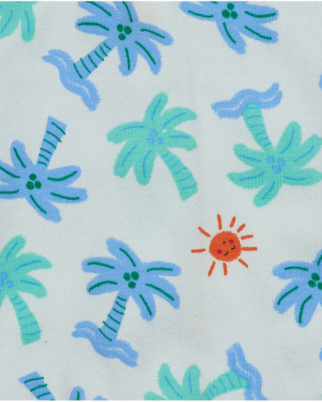 Boys' outfit with white palm tree and sun T-shirt and blue shorts
