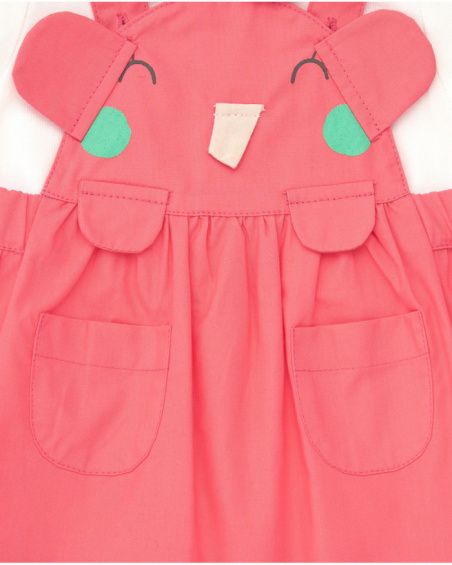 Peto rosa para niña con elefante en relieve y camiseta blanca