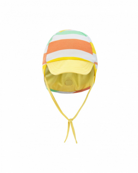Gorro para niño a rayas en amarillo, naranja, verde y blanco