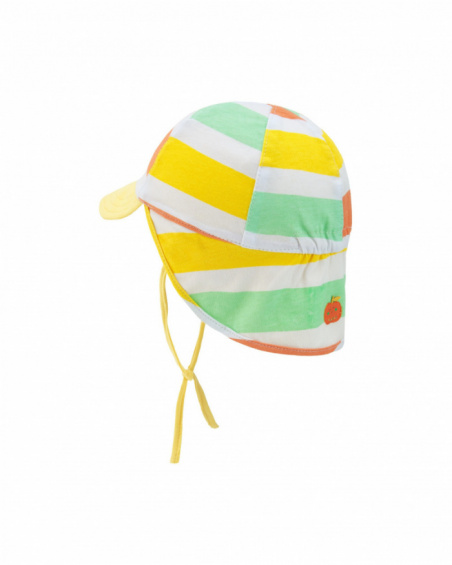 Gorro para niño a rayas en amarillo, naranja, verde y blanco