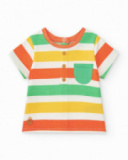Boys' outfit with striped T-shirt and yellow shorts with pockets