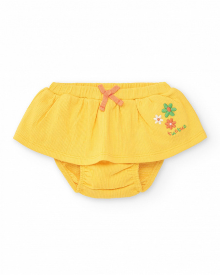 Conjunto para niña con blusa de flores y braguita amarilla