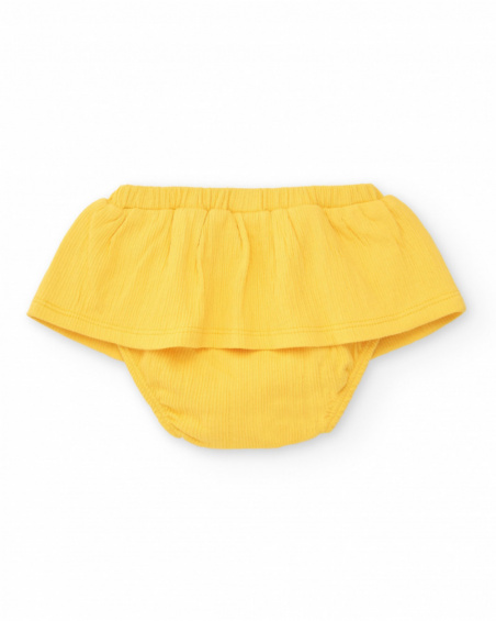 Conjunto para niña con blusa de flores y braguita amarilla