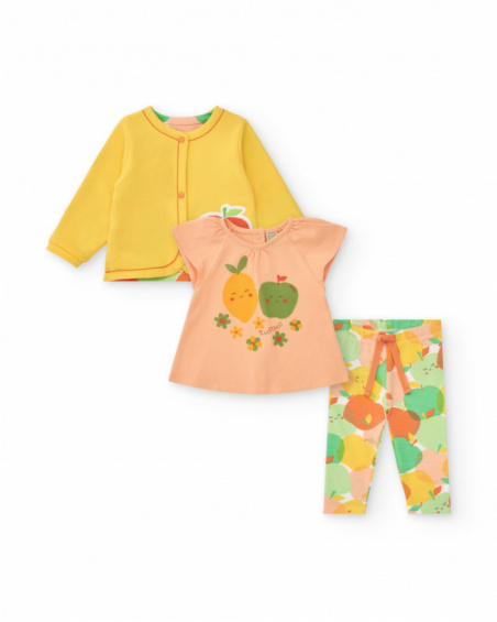 Conjunto de felpa para niña con camiseta de frutas, leggins