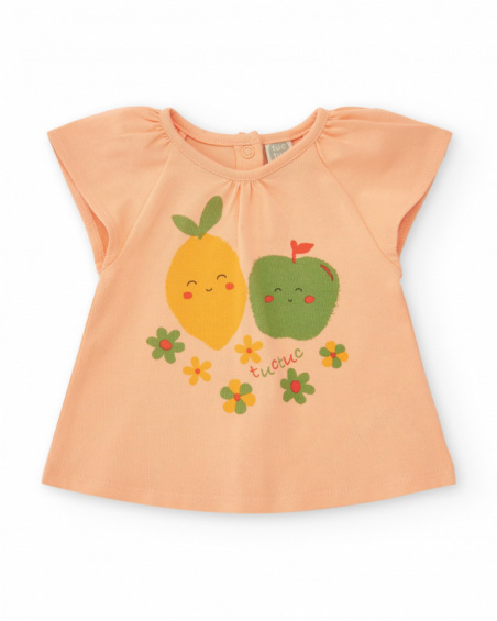 Conjunto de felpa para niña con camiseta de frutas, leggins