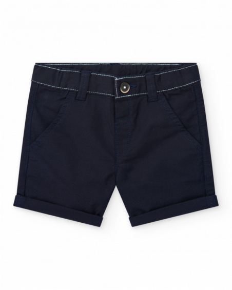 Bermudas azul marino para niño con dobladillo enrollado