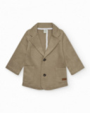 Beige blazer for boys with two-button closure and pockets