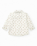 White shirt for boys with beige leaves and detachable bow tie