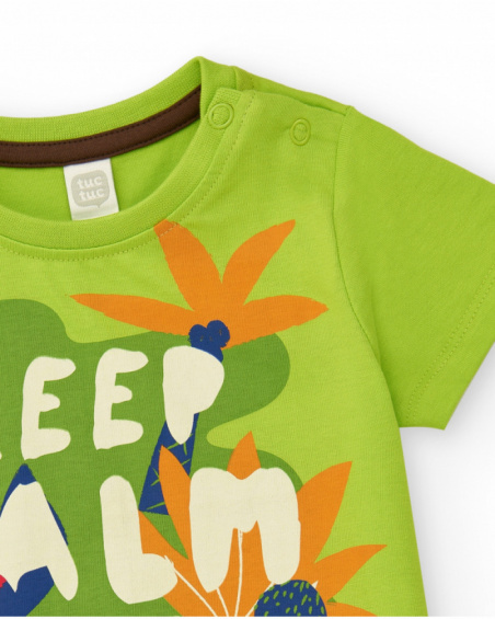 Green T-shirt for boys with phrase "Keep Calm in the Jungle"