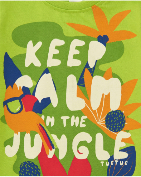 Green T-shirt for boys with phrase "Keep Calm in the Jungle"