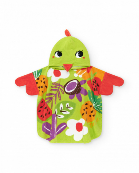 Poncho towel for girls with fruit print and hood with ears Poncho towel for girls with fruit print and hood with ears