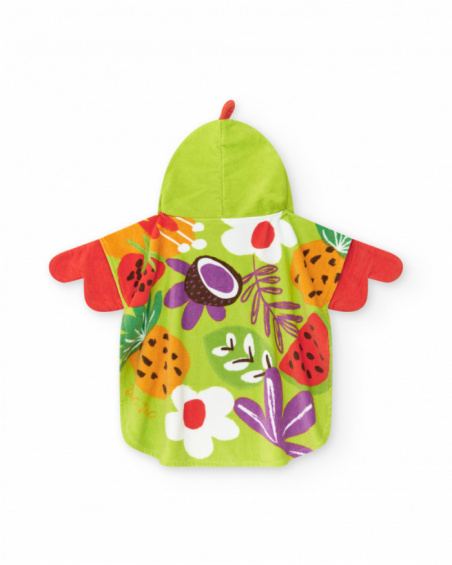Poncho towel for girls with fruit print and hood with ears Poncho towel for girls with fruit print and hood with ears