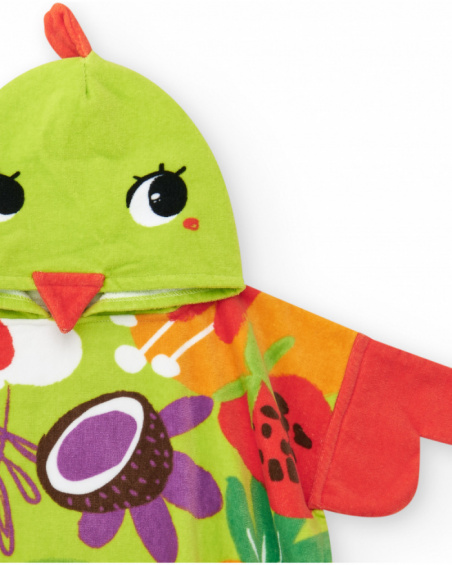 Poncho towel for girls with fruit print and hood with ears Poncho towel for girls with fruit print and hood with ears