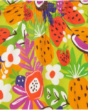 Vestido verde para niña con estampado tropical y mangas con volantes