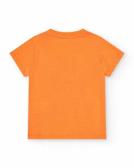 Orange T-shirt for boys with camera print and text