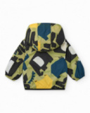 Green windbreaker for boys with dinosaur print and hood