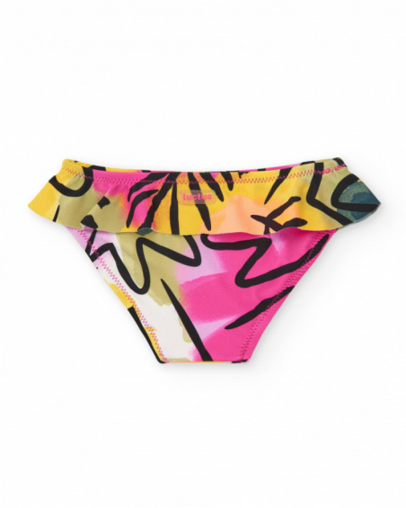 Multicolor swim slip for girls with ruffles