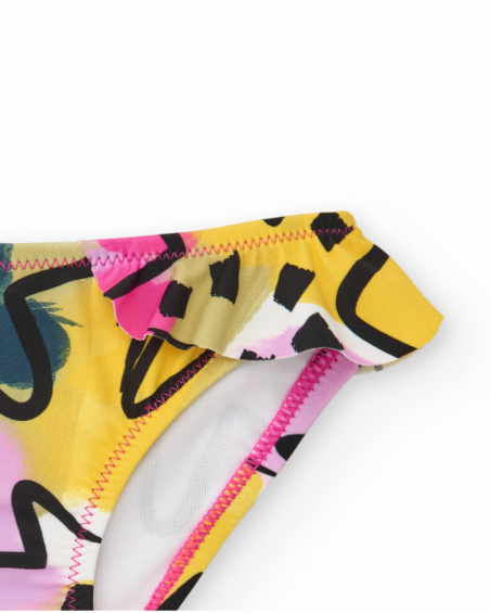 Multicolor swim slip for girls with ruffles