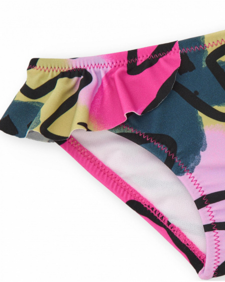 Multicolor swim slip for girls with ruffles