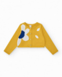 Yellow jacket for girls with floral print