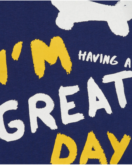 Blue T-shirt for boys with the phrase "Having a Great Time"