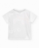 Boys' outfit with white T-shirt and blue bermuda shorts