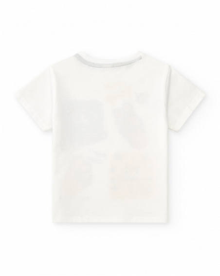 White T-shirt for boys with floral illustrations