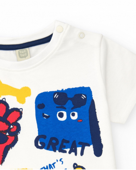 White T-shirt for boys with floral illustrations