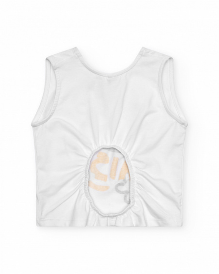 Sleeveless white T-shirt for girls with the phrase "MISS DAISY"
