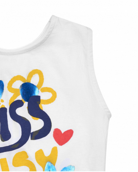 Sleeveless white T-shirt for girls with the phrase "MISS DAISY"