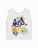 Girls' outfit with floral T-shirt and blue shorts