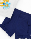 Girls' outfit with floral T-shirt and blue shorts