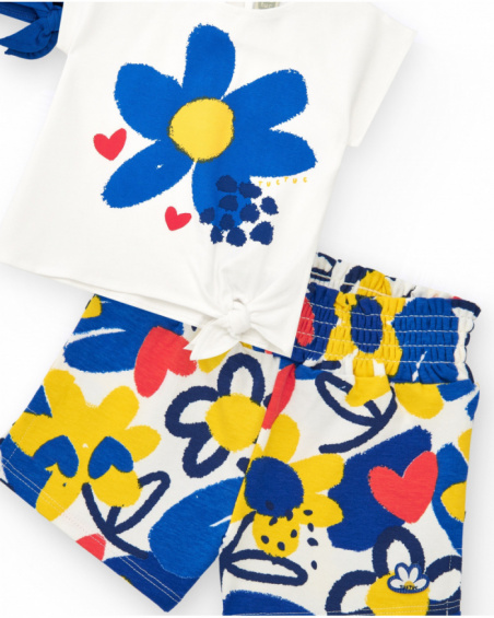 Girls' outfit with two T-shirts and printed shorts