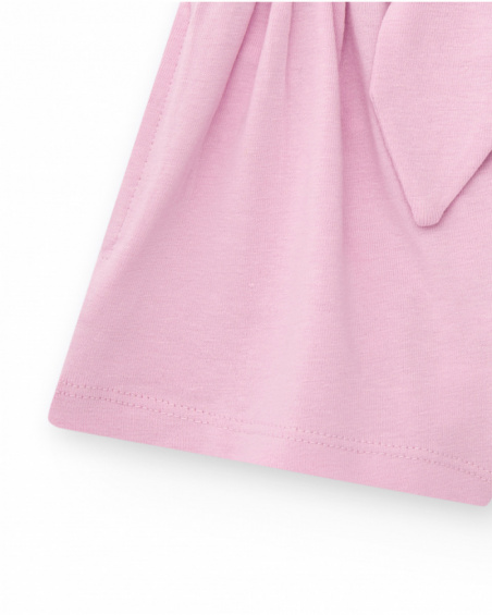 Pink shorts for girls with bow and elastic waistband