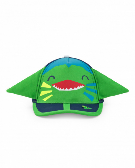 Green cap for boys with smiling face and ears