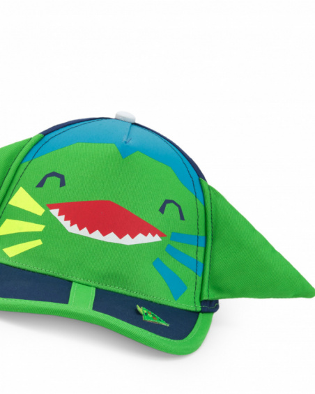 Green cap for boys with smiling face and ears