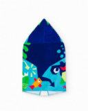 Blue and green poncho towel for boys with shark print Blue and green poncho towel for boys with shark print