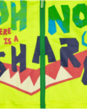 Yellow jacket for boys with shark and phrase print