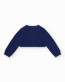 Navy blue jacket for girls with star-shaped buttons