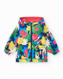 Windbreaker for girls with abstract print and vibrant colors