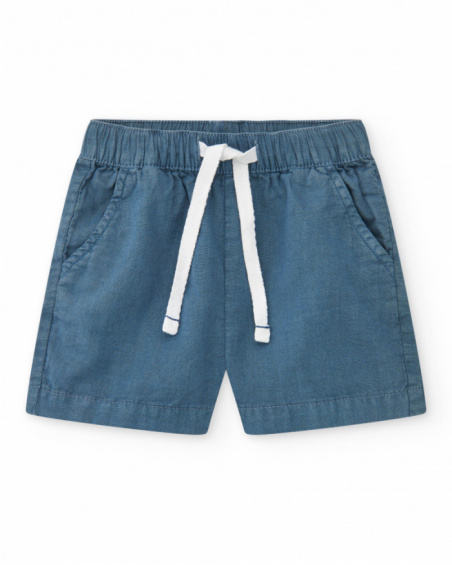 Blue bermuda shorts for boys with adjustable waistband and pockets