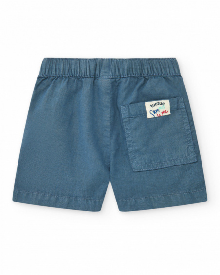 Blue bermuda shorts for boys with adjustable waistband and pockets