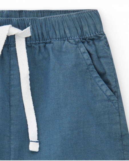 Blue bermuda shorts for boys with adjustable waistband and pockets
