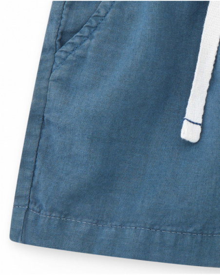 Blue bermuda shorts for boys with adjustable waistband and pockets