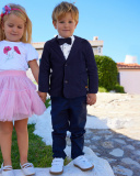 Navy blue blazer for boys with two-button closure