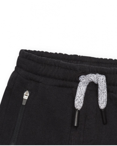 Black bermuda shorts for boys with adjustable waistband