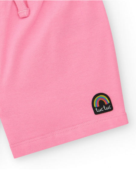 Pink shorts for girls with elastic waistband